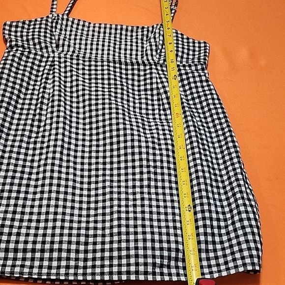 Black and White Gingham Mini Dress, Summer Picnic Dress With Gingham Wristlet - Picture 9 of 11